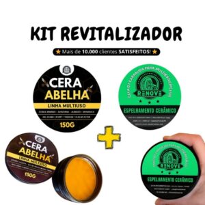 KIT Cera Automotiva Renove Pintura e Tira Riscos + Cera Restauradora de Painel Plasticos e Couro
